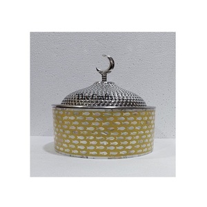 Plat à gratin moderne en bois et nacre, plat à fondue avec couvercle en acier inoxydable et bouton en forme de lune, articles de service pour hôtels - Product Image 2