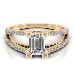 REYES Personalizado Corte Esmeralda 1,3 Quilates Diamante Anillos de Compromiso Sólido 14K Oro Rosa IGI Certificado Boda Joyería Fina - Product Image 6