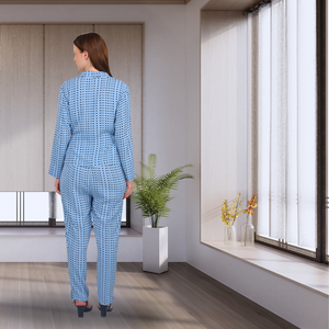 Fait à la main Chic femmes co-Ord ensemble élégant col en v crêpe haut parole longueur pantalon point élégant décontracté formelle robe de soirée confortable - Product Image 2