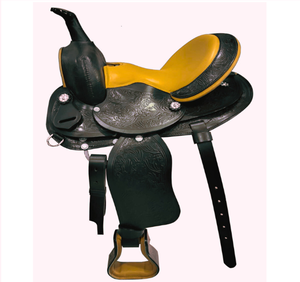 Selle Western Pony avec siège Cow Softy confortable, arbre en fibre de verre solide et options de couleur de siège jaune 11 "12" 13 "15" 16 "17" - Product Image 1
