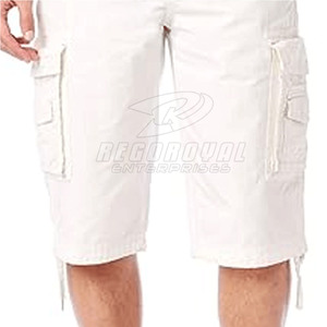 กางเกงขาสั้นคาร์โก้ของผู้ชายกางเกงขาสั้นคาร์โก้สีพื้นหลายกระเป๋า - Product Image 5