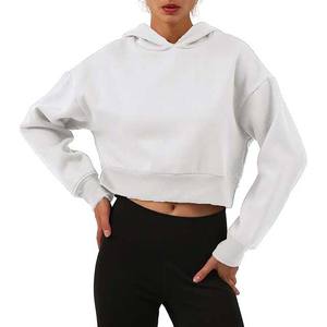 Top corto ropa de mujer de talla grande nuevo estilo de algodón corto Tops cortos sudaderas con capucha para mujer Casual en blanco transpirable entrenamiento - Product Image 1