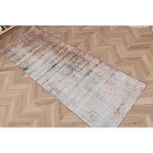 2.3x6.4 ft <b>Rug</b>, Vintage Turkish <b>Runner</b> <b>Rug</b>, Gray Wool <b>Rug</b> - Product Image 3