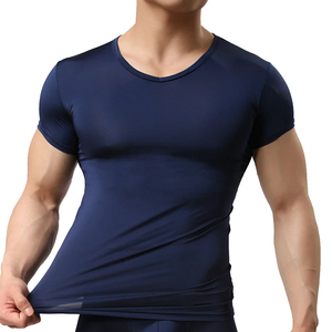 T-shirts pour hommes Sous-vêtements transparents pour hommes Homme Ice Silk Mesh See through Basics Shirts Sexy Fitness Bodybuilding Underwear - Product Image 2