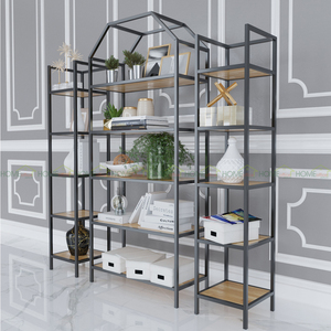 IShefl KTB68050 5-Tier Bookshelf Industrial Design with Iron Frame Rubberwood for Home Office or Living Room Kids Bookshelf - Product Image 1
