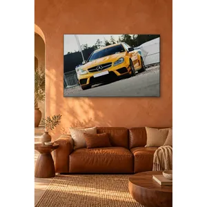 Fida Yellow Mercedes C63 AMG Coupe at Race Track <b>Canvas</b> Print - Product Image 1