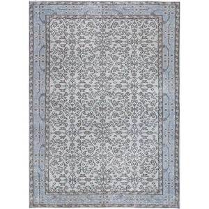 Alfombra de Lana Azul Vintage Anudada a Mano con Patrón Floral y Abstracto para Sala de Estar, Pasillo, Entrada y Dormitorio - Pae-1747 - Product Image 1