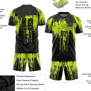 2025 negro amarillo fútbol uniforme conjunto sublimación al por mayor Multi colores fútbol Jersey para hombres fútbol Jersey - Product Image 4