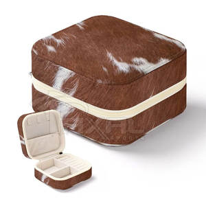 Nouvel arrivage d'étuis à bijoux en cuir de vachette qualité personnalisée avec fermeture à glissière style tendance directement en stock à vendre - Product Image 1