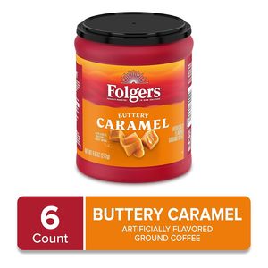 Café moulu aromatisé au caramel beurré Folgers, boîte de 9,6 onces (lot de 6) - Product Image 3