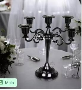 เชิงเทียนสีเงินหรูหราพร้อมแขน5ข้างตกแต่งสไตล์วินเทจสำหรับโต๊ะอาหารและของวางกลางโต๊ะในบ้าน - Product Image 4