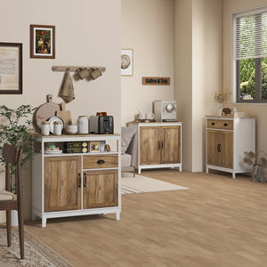 HOMCOM Multipurpose <b>Cabinet</b> in Chipboard <b>with</b> <b>Cabinet</b> and <b>Drawer</b> in Rustic Style, 78.5x39x89.4cm, White - Product Image 2