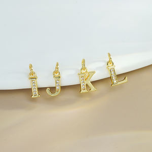 Minimalista 26 alfabeto encantos circonita cúbica cobre Metal chapado en oro inicial 18K letra collar colgantes para la fabricación de joyas Diy - Product Image 5