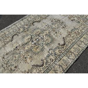 Tapis traditionnel en laine marron beige 5.7x9 pieds classique Vintage Design turc Patchwork Latex pour décorations de chambre à coucher - Product Image 5