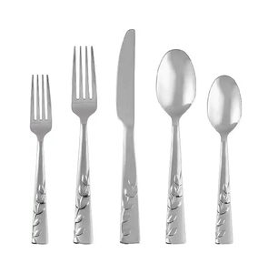 Juego de cubiertos de acero inoxidable con mango de hoja de latón, juego de cubiertos de acero con espejo para Hotel, restaurante, boda, viaje, Camping - Product Image 5