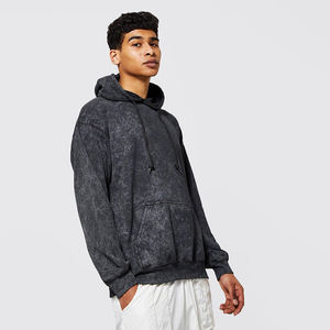 Vente en gros Pull à capuche personnalisé délavé à l'acide Taille XS Surdimensionné Manches longues Vintage Délavé Détresse Lavé Noir Polaire Hiver Imprimé - Product Image 1