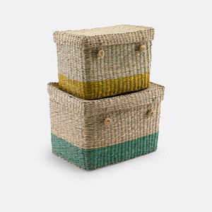 Seagrass box bag storing bathroom bedroom essential rectangle sea grass storage boxes containers - Product Image 4