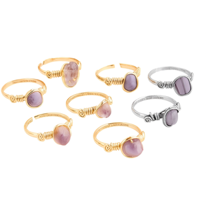 Gold and Silver Plated Fashion <b>Rings</b> with Purple Stone for Retail Jewelry Collections - Product Image 3
