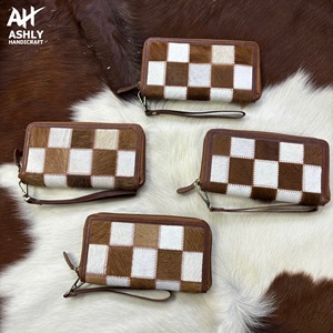 กระเป๋าคลัทช์หนังวัวผมดีไซน์เนอร์สำหรับผู้หญิงกระเป๋าคลัทช์มีซิปสายคล้องข้อมือแบบสั้นสไตล์ตะวันตกเคสใส่โทรศัพท์กระเป๋าโบโฮ - Product Image 6