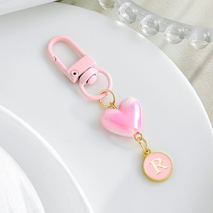 Porte-clés Cœur Rose Bonbon Mignon avec Initiale, Cœur en Acrylique, 26 Lettres, Porte-clés Couple, Mousqueton, Breloque pour Téléphone et Sac - Product Image 6