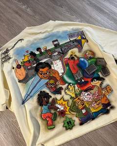 Venta al por mayor Hip-hop Vintage camiseta 250gsm de gran tamaño Unisex 100% algodón camiseta DTG Print Streetwear totalmente personalizado Stock - Product Image 6