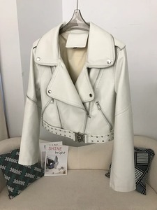 Manteau d'hiver pour femmes avec veste en cuir de style explosion Nouvelles dames Short Denim Lapel Outwear Fashion Trend Tops - Product Image 3