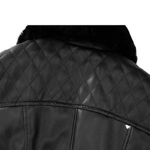 Chaquetas de Cuero para Hombre, Cálidas para Invierno, Estilo Vintage, Holgadas, con Solapa, Cierre, Bordado, Transpirables, de Lona, Largas, Delgadas, con Cuello Camisero - Product Image 3