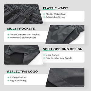 กางเกงขาสั้นชายหาดแบบ2-in-1ของผู้ชายเอวยางยืดรัดกล้ามเนื้อสำหรับเล่นเซิร์ฟแห้งเร็วลายพื้นสองชั้น - Product Image 5