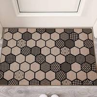 Modern Mosaic Polyester PET Friendly Anti-Slip Washable Floor Mat Rug 60x90 cm