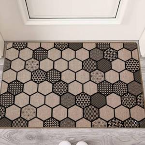 Tapis de sol moderne en lin mosaïque, antidérapant, lavable, 60x90 cm - Product Image 2