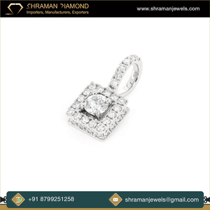 Collier pendentif en or massif blanc 10 carats pour femme élégante Petit double carré Halo Lab Grown Diamond Idées de cadeaux tendance à la mode - Product Image 4