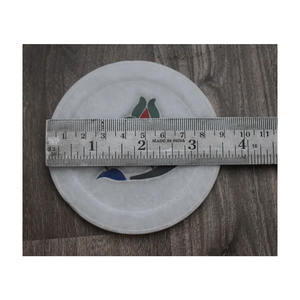 Sous-verre en marbre italien fait à la main ensemble six pièces avec incrustation de pierre naturelle dernière production artisanat en pierre - Product Image 6