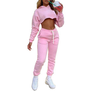 ชุดเสื้อฮู้ดกันหนาวสำหรับผู้หญิงชุดเสื้อครอปแบบมีฮู้ดสำหรับออกกำลังกายที่อบอุ่นและสบายมีฉลากตามสั่งและมีสไตล์ - Product Image 6