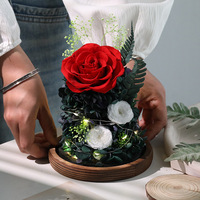 Vente en gros de boîtes de roses éternelles naturelles faites à la main, roses préservées sous cloche en verre pour la fête des mères, Noël, la Saint-Valentin, décoration de la maison