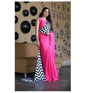 Ropa de fiesta de verano de alta calidad Saree elegante blusa con estampado Digital indio de Bollywood tela sin peso ropa de fiesta tradicional - Product Image 1