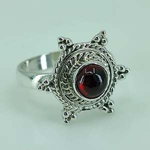 Boho January Birthstone <b>Ring</b> Handmade 925 Sterling <b>Silver</b> <b>Garnet</b> Perfect Anniversary Birthday Gift for Her Featuring Platinum - Product Image 5