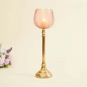 Metal de alta calidad con soporte de huracán de vidrio, diseño moderno para decoración de mesa de fiesta y boda, artículo decorativo de Navidad - Product Image 4