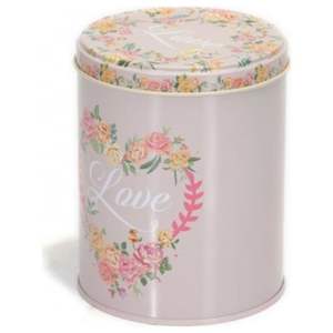 Caja de hojalata de metal redonda Vintage Love de 90x130mm, suministros para manualidades de 0,8 L con cierre de alambre y tapa transparente - Product Image 2