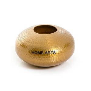 Vase à fleurs en aluminium couleur or de conception fantaisie Vase à fleurs rond en forme de Handi de taille personnalisée avec qualité de luxe - Product Image 1