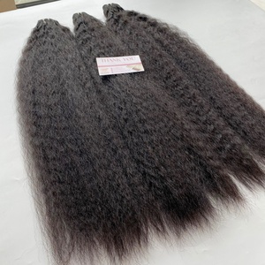 Remy Cheveux Humains Bruts Double Dessinés et Super Double Dessinés Crépus Droite Trame Extensions de Cheveux prix de gros - Product Image 3