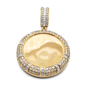 Pendentif photo unisexe classique en or blanc 14 carats, qualité excellente, diamant de laboratoire certifié GIA, plaqué or, D'VINS JEWELS, cadeau - Product Image 1