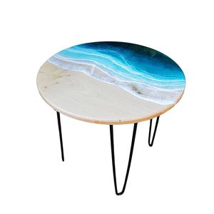 Mesa de comedor o espacio de trabajo con diseño de resina epoxi moderna, mesa de centro de madera real para oficina en casa para uso en dormitorio. - Product Image 3