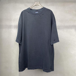 Men Heavyweight 275GSM T-shirt Streetwear Stock Pour Vintage Acid Washed Boxy Fit Cropped Oversized Distressed <b>Tshirt</b> - Product Image 4