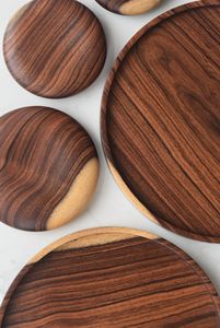 Ensemble d'assiettes à dîner en bois de manguier écologique fait à la main vaisselle naturelle et durable - Product Image 2