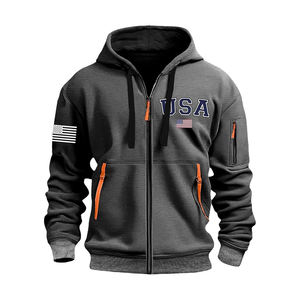 Top Selling Logo Printing <b>Plain</b> Blank Zip up Custom Embroidered <b>Hoodies</b> <b>Black</b> Oversized Zip up <b>Hoodies</b> for Men - Product Image 6