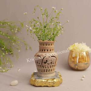 Pot de fleur en marbre fait à la main, artisanat élégant, jardinière pour la décoration intérieure, meilleur prix, vente en gros de vases en pierre - Product Image 5