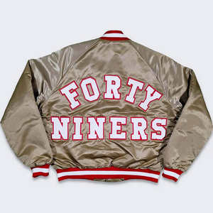 Veste bomber vintage en satin style Fortyniners, doublée matelassée, boutons-pression, pour homme, streetwear, vêtements d'hiver - Product Image 5