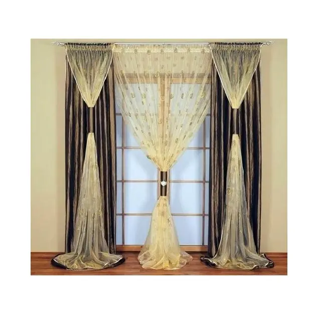High Quality European Luxury Villa Curtains Set Black Out Water-soluble Embroidery Design Printed Luxury Curtains For Main Door