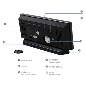 Chất lượng tốt giá rẻ. Điều chỉnh độ sáng ánh sáng ban đêm LED kỹ thuật số thông minh Máy tính để bàn đồng hồ báo thức - Product Image 5