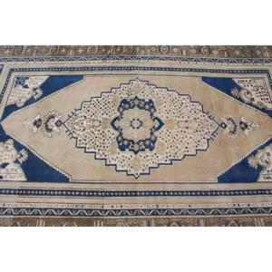Tapis vintage turc 4,8x7,8 pi (146x238 cm), tapis persan bleu - Product Image 4